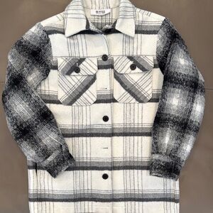 BB Dakota by Steve Madden Black and White Plaid Pea Coat